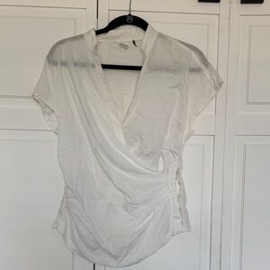 Anthropologie Ivory Wrap Blouse